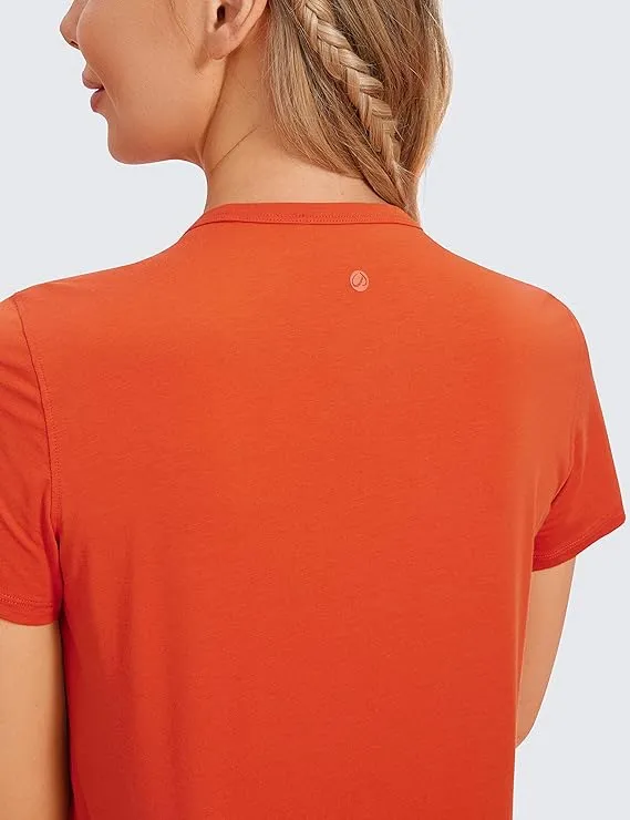 Women's Workout Crop Top T-Shirt Yoga Running Basic Tee Orange