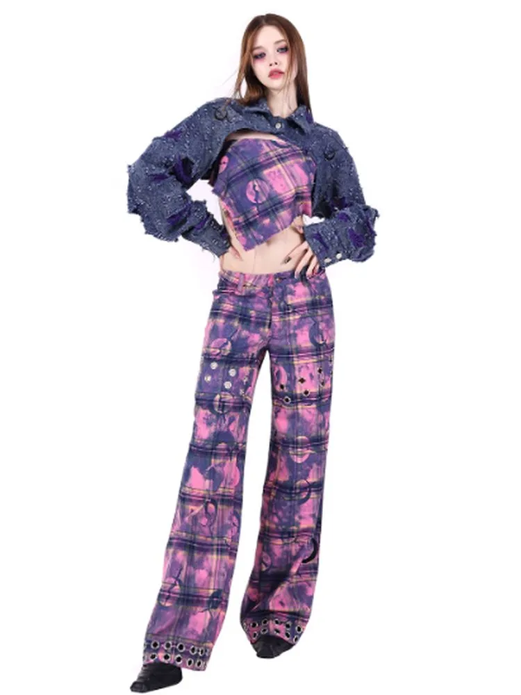 Y2K Plaid Casual Pants