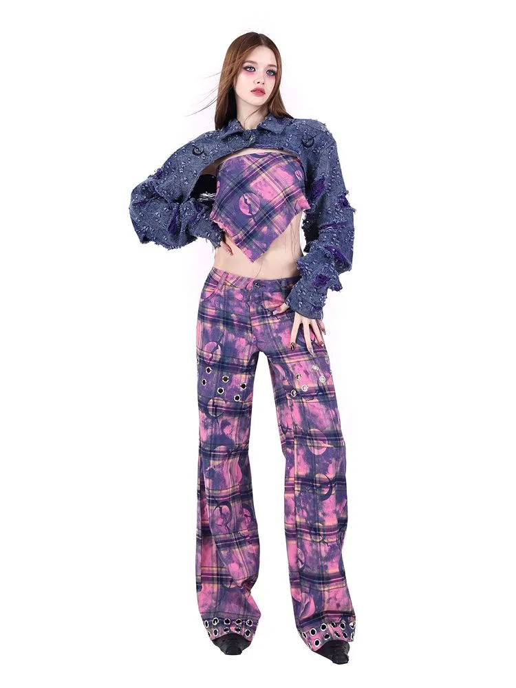 Y2K Plaid Casual Pants