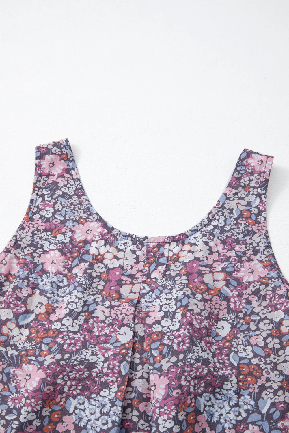 Yellow Boho Floral Pleated Buttoned Front Tank Top