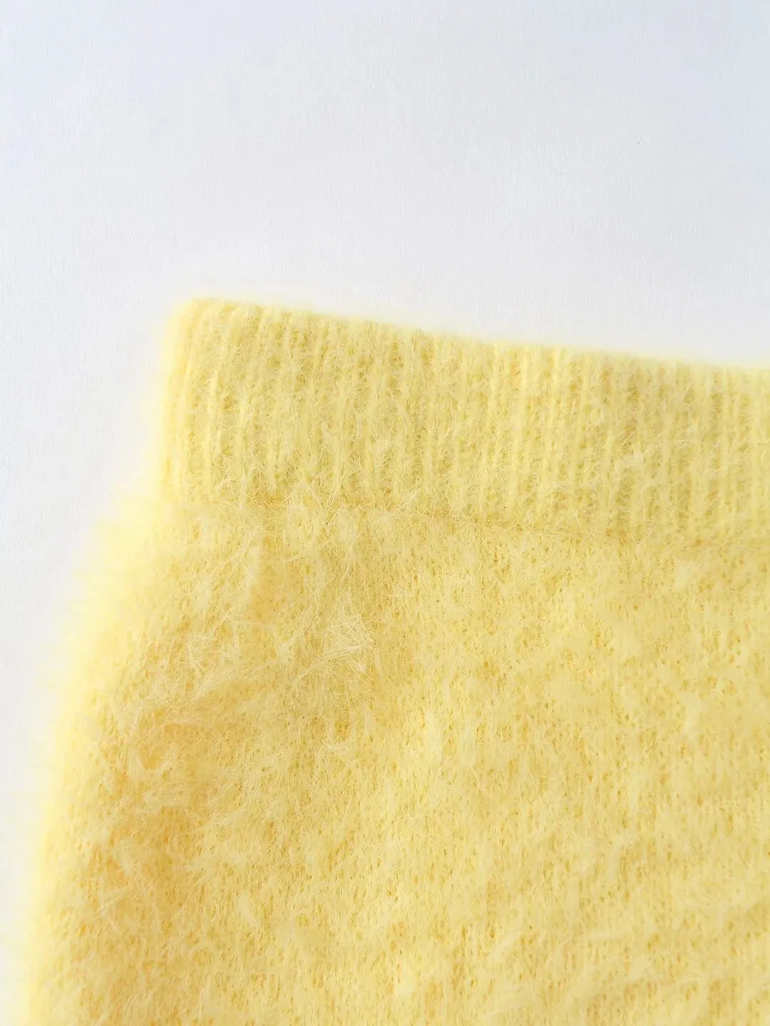Yellow Crop Tops Knitting Mini Dresses Skirt Two-piece Set
