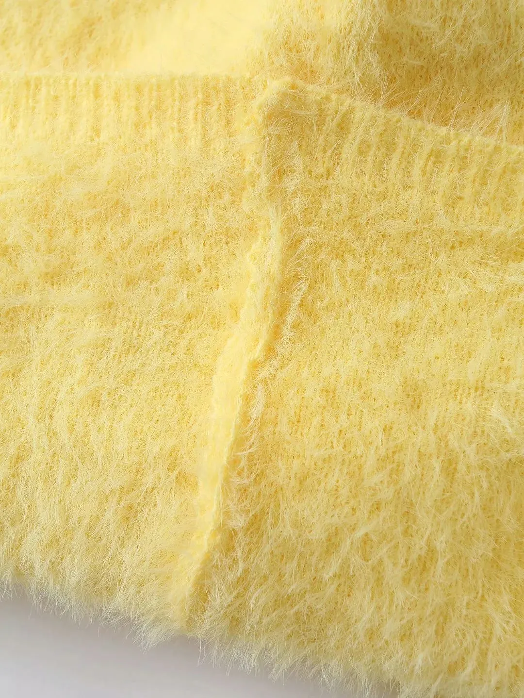 Yellow Crop Tops Knitting Mini Dresses Skirt Two-piece Set