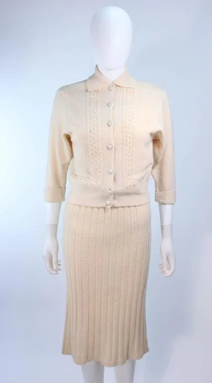 ZEPHYR CHENILLE 1950s Wool Stretch Knit Dress & Sweater Size 4