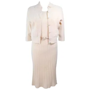 ZEPHYR CHENILLE 1950s Wool Stretch Knit Dress & Sweater Size 4
