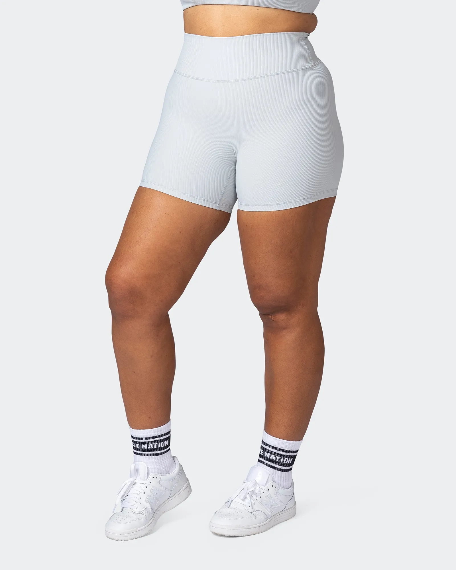 Zero Rise Rib Midway Shorts - Quiet Grey
