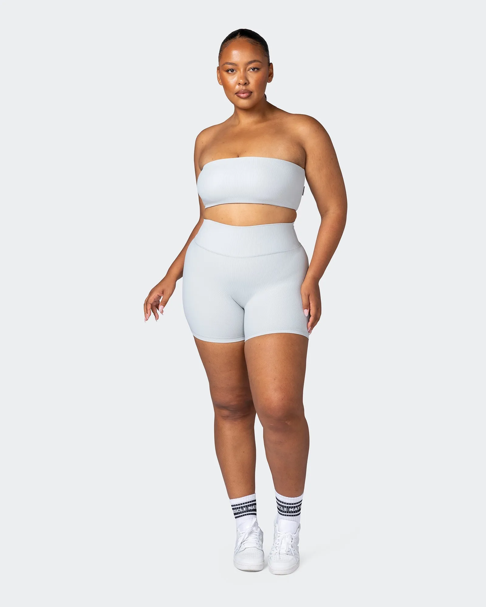 Zero Rise Rib Midway Shorts - Quiet Grey