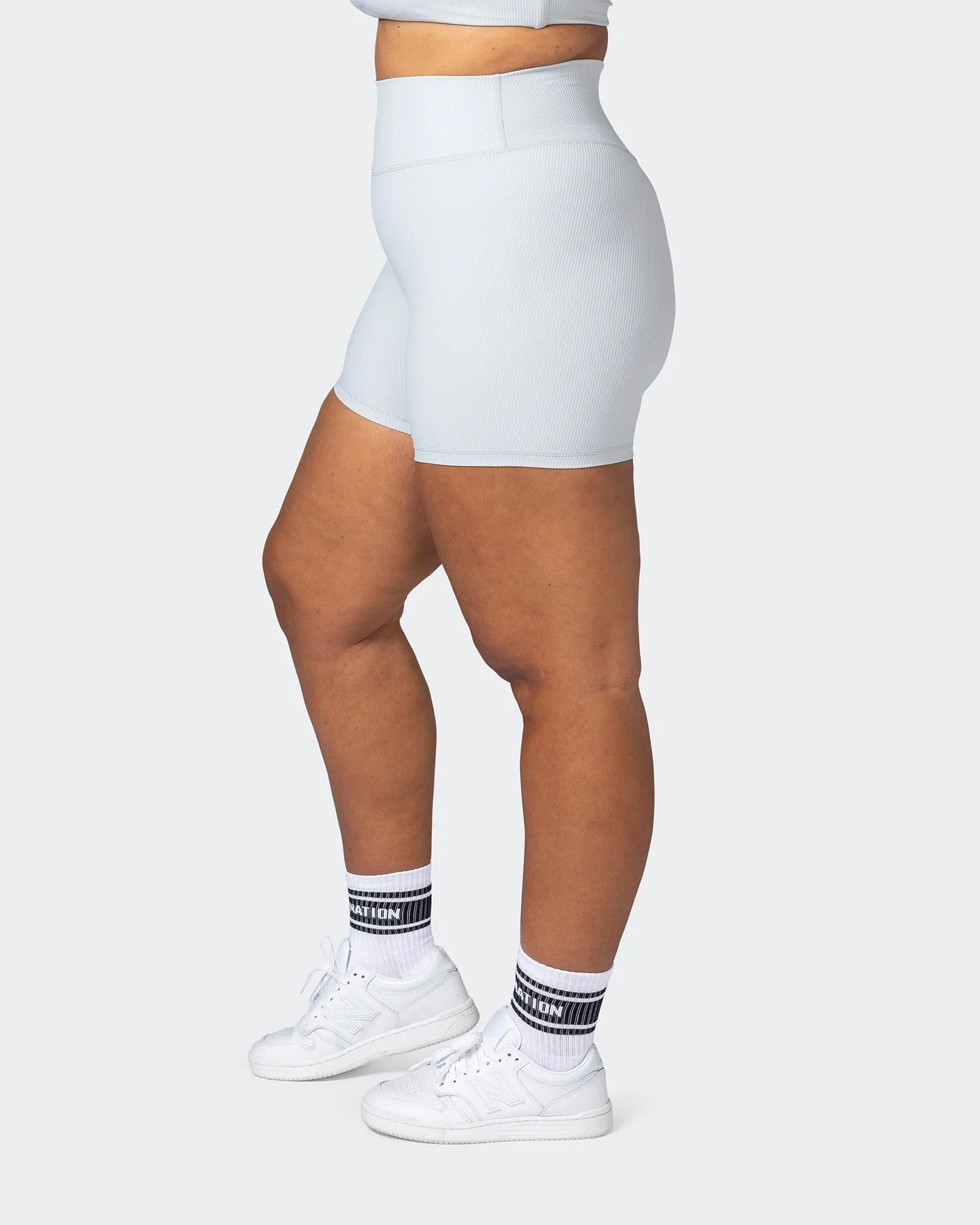 Zero Rise Rib Midway Shorts - Quiet Grey
