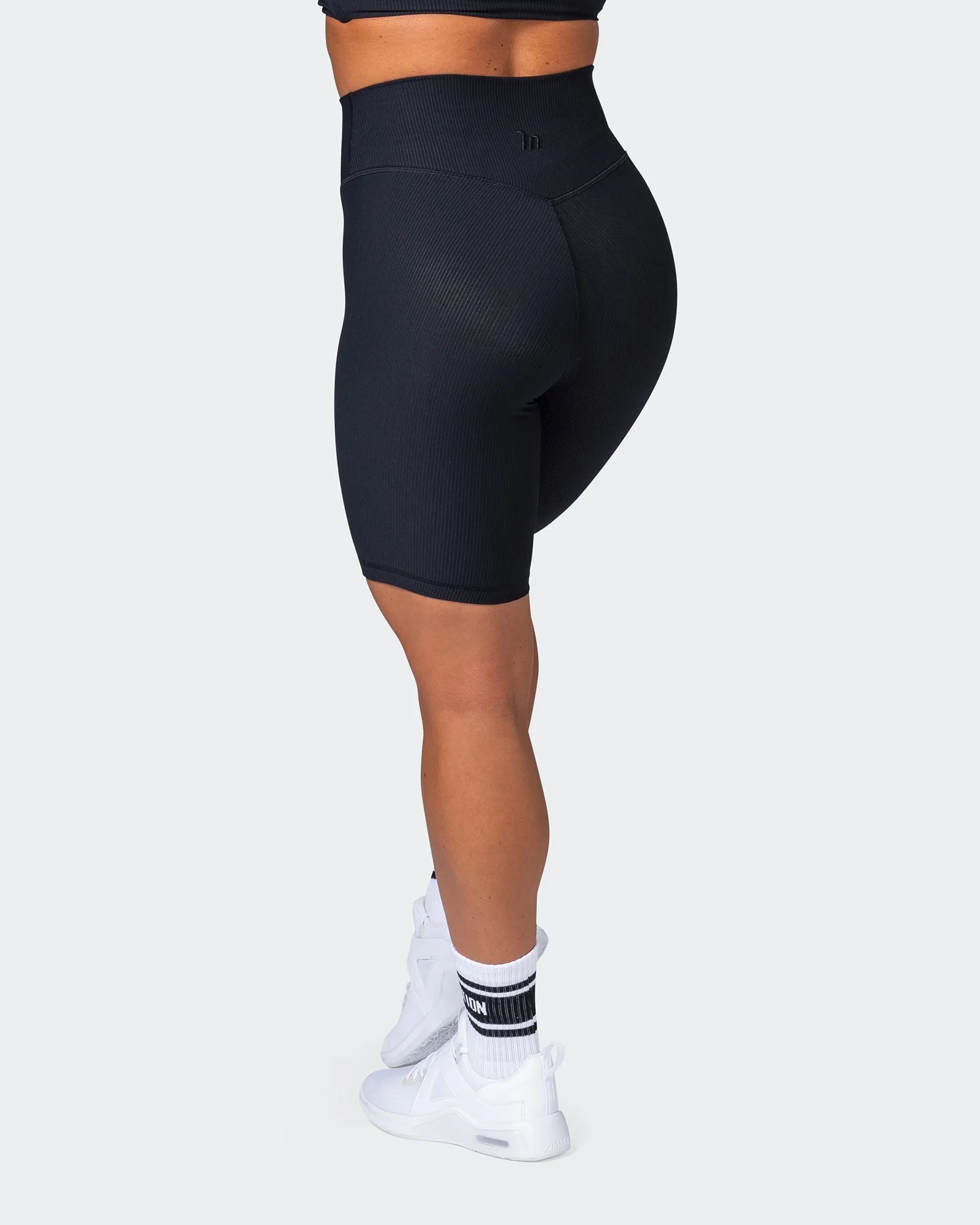 Zero Rise Rib Referee Length Shorts - Black