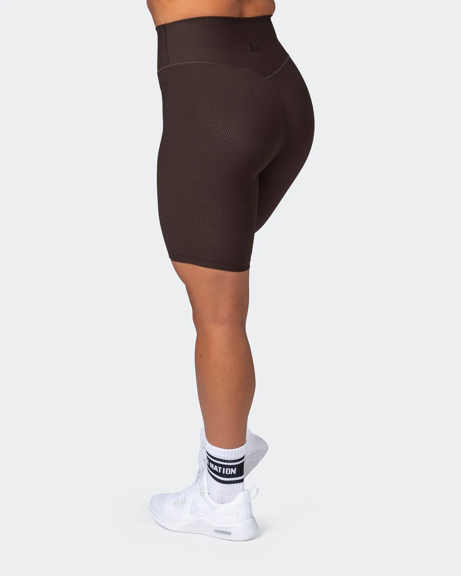 Zero Rise Rib Referee Length Shorts - Cocoa