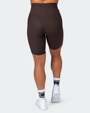 Zero Rise Rib Referee Length Shorts - Cocoa