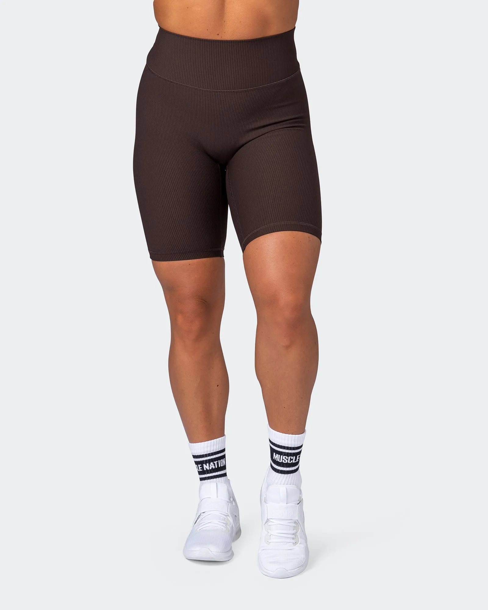 Zero Rise Rib Referee Length Shorts - Cocoa